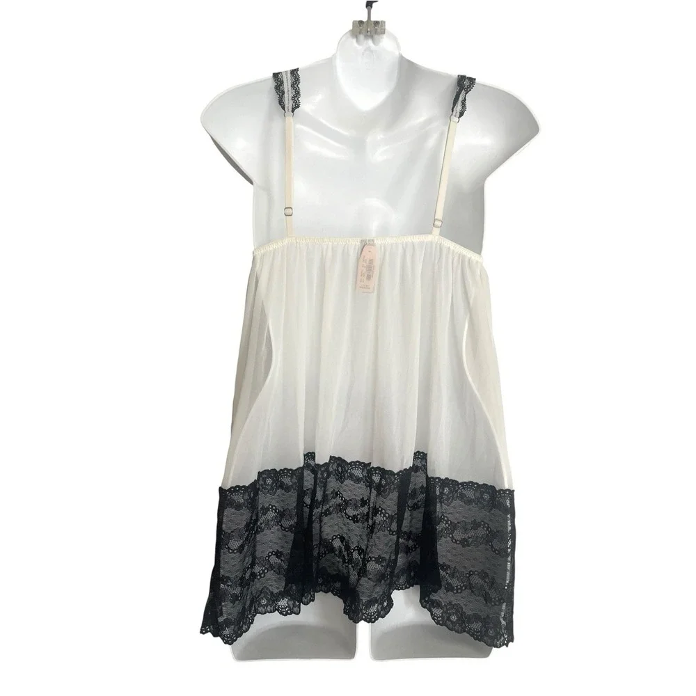 NWT Victoria's Secret Y2K Lace Babydoll Chemise Nightgown Sheer Romantic Sz M